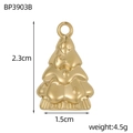 Detailed macro view of a gold-plated Christmas tree pendant with decorative dots - Christmas Tree Shape (BP3903B)