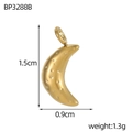 Detail of gold crescent moon charm showing 1.5cm height and 0.9cm width measurements - Moon Style (BP3288B)