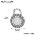 Macro view of geometric stainless steel pendant with size labels 1.5cm by 1.2cm - Silver Round Grain Pendant (AP39933A0W0)