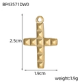 Detailed view of golden cross pendant with square rivet texture and dimensions 2.5x1.9cm - Studded Texture Cross (BP43571DW0)
