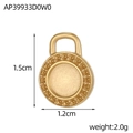 Macro view of a 1.5cm golden round geometric pendant tray with detailed dimensions and weight - Gold Round Grain Pendant (AP39933D0W0)