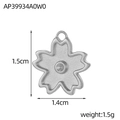 Detailed view of cherry blossom stainless steel pendant with size and weight dimensions - Silver Cherry Blossom Pendant (AP39934A0W0)
