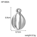 Detailed view of a silver shell pendant charm with precise dimensions 0.9cm by 0.7cm - Shell Shape (HP1800A)