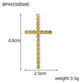 Detailed view of a gold beaded cross pendant showing 4.8cm length and 2.5cm width dimensions - Gold Beaded Cross (BP44350DW0)