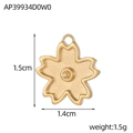 Detail of cherry blossom gold pendant showing 1.5cm by 1.4cm dimensions and weight - Gold Cherry Blossom Pendant (AP39934D0W0)