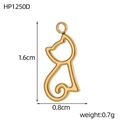 Gold hollow cat pendant in stainless steel with 1.6cm height and minimalist silhouette - Hollow Cat Style (HP1250D)