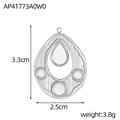 DIY stainless steel drop-shaped jewelry pendant base with size and weight markers - Silver Hollow Frame Pendant (AP41773A0W0)