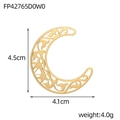 Detailed view of hollow crescent moon pendant with intricate floral pattern and dimensions - Gold Hollow Moon Pendant (FP42765D0W0)