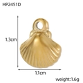 Detailed view of a gold shell pendant with dimensions of 1.3cm by 1.1cm and 1.6g weight - Shell Shape (HP2451D)