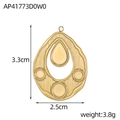 Golden teardrop stainless steel pendant for jewelry making with multi-stone settings - Gold Irregular Teardrop Pendant (AP41773D0W0)