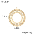 Detailed dimensions of a golden hollow irregular circle pendant with braided texture - Gold Braided Texture Hollow Ring (HP1357D)