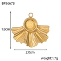 Detailansicht goldener Sonnenfächer-Anhänger mit Maßen von 1,8cm Höhe und 2,0cm Breite - Fächerförmige Radiale Basis (BP3667B)