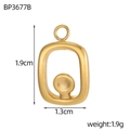 Detailansicht des unregelmäßigen Sonnen-Anhänger mit Maßen 1,9cm x 1,3cm und 1,9g Gewicht - Geometrisches Rechteck Verschachtelter Kreis (BP3677B)