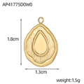 Golden teardrop stainless steel charm pendant 1.8cm x 1.3cm weight 1.5g - Gold Vertical Line Teardrop Pendant (AP41775D0W0)