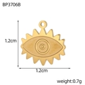 Detail eines 1,2 cm Sonnenauge-Anhängers aus Gold-Edelstahl mit Größe und Gewichtsangaben - Radiale Augenform Anhänger (BP3706B)