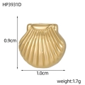 Detailed view of gold shell charm with dimensions 0.9cm height and 1.0cm width - Shell Style (HP3931D)