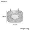 Polished silver stainless steel sun charm pendant 2.5cm width variant with dual loops - Silver Rectangular Sun Pattern Pendant (BP2465A)