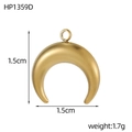 Macro view of a gold crescent moon pendant showing dimensions 1.5cm and matte finish - Matte Gold Plain Moon Crescent (HP1359D)