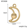 Macro view of moon-shaped gold stainless steel pendant with 1.8cm size specifications - Moon Base (BP3900B)