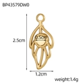 French style gold stainless steel feather pendant with DIY circular tray 25mm height - Leaf Base (BP43579DW0)