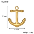 Detailed view of a gold anchor pendant measuring 1.3cm in height and 1.1cm in width - Gold High Polish Anchor Pendant (HP2869B)