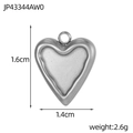 Polished silver heart pendant in stainless steel with frosted center, 1.6cm x 1.4cm - Silver Textured Heart Style (JP43344AW0)