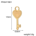 Detailed view of a gold heart-shaped key pendant with 1.9cm height and 0.8cm width specs - Heart Key (FP46411BK1)