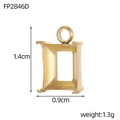 Goldene rechteckige 4-Zacken-Anhängerbasis 1,4x0,9 cm für Vintage-DIY-Schmuckbau - Vier-Klauen-Schmuckbasis (FP2846D)