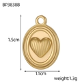 Detailed view of a gold heart pendant with dimensions 1.5cm by 1.1cm and textured surface - Faceted Heart Tag (BP3838B)