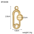 Golden stainless steel pin pendant for DIY jewelry showing 2.0cm length dimensions - Safety Pin Base (BP3840B)