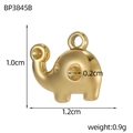 Detailed size chart for a polished golden elephant pendant charm for jewelry making - Elephant Shape (BP3845B)
