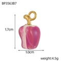 Dettaglio del ciondolo a mela rosa e bianco con dimensioni 1,7x1,0cm e peso di 4,5g - Stile Mela Texturizzata Rosa (BP3563B7)
