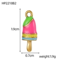 Dettaglio del ciondolo a forma di ghiacciolo colorato dimensioni 1,9 cm con base oro - Stile Ghiacciolo Verde Rosa Giallo Blu (HP2218B2)