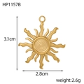 Vintage irregular geometric sunburst stainless steel pendant in a matte gold finish - Corrugated Sunburst Style (HP1157B)