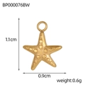 Detailansicht mit Abmessungen eines kleinen goldenen Seestern-Anhängers für Schmuck - Seesternform-Anhänger (BP000076BW)