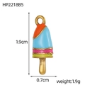 Dettaglio con dimensioni del ciondolo a gelato in smalto: altezza 1,9 cm e larghezza 0,7 cm - Stile Ghiacciolo Arancio Blu Rosa Giallo (HP2218B5)