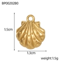 Goldener Muschelanhänger mit Maßen 1,5cm x 1,3cm und radialer Texturverzierung - Muschelform-Anhänger (BP00202B0)