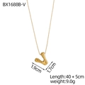 Collana con lettera V a bolla in oro lucido con catena 40+5cm moda donna - Lettera V