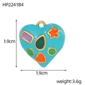 Dettaglio del ciondolo a cuore azzurro 1,9cm x 1,9cm con motivi in smalto colorato - Stile Cuore Fantasia Blu (HP2241B4)