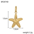 Detailansicht eines goldenen Seestern-Anhängers mit Textur und Maßen 1,5 cm x 1,3 cm - Seesternform-Anhänger (BP2874D)