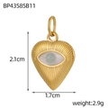 Detailansicht der Größe des herzförmigen Evil-Eye-Anhängers in Gold mit Abmessungen - Hellgrüne Pupille Herz Böser Blick Stil (BP43585B11)