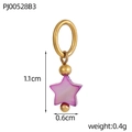 Detail of star-shaped pendant with pink shell texture and gold-plated metal ring - Pink Star(PJ00528B3)
