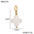 Detail of four-leaf clover pendant with white stone inlay and gold metal accents - Four-Leaf Clover Design (PJ00531B)