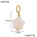 Macro shot of 1.7cm flower shell pendant with golden ring and natural silk texture - Five-Petal Flower Design (PJ00534B)