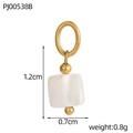 Detail showing a 1.2cm x 0.7cm golden stainless steel pendant with white shell stone - Square Mother of Pearl Style (PJ00538B)