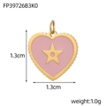 Pink enamel heart pendant with gold star detail, size 1.3cm x 1.3cm, weight 1.0g - Pink Star Heart Style (FP39726B3K0)