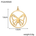 Spécifications de taille du pendentif papillon doré montrant 1,6cm de hauteur et poids - Style Papillon Géométrique (P32649DW0)