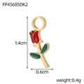 Red enamel rose flower pendant in gold finish for DIY jewelry necklaces and bracelets - Rose Flower Pendant (FP45685DK2)