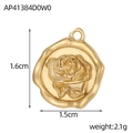 Detalle del colgante de rosa dorada de 1,6x1,5cm que muestra dimensiones y peso de 2,1g - Estilo Rosa Relieve Vintage (AP41384D0W0)