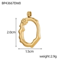 Golden irregular oval lava texture pendant 2.0x1.5cm stainless steel necklace charm - Irregular Oval Lava Texture Pendant (BP43667DW0)
